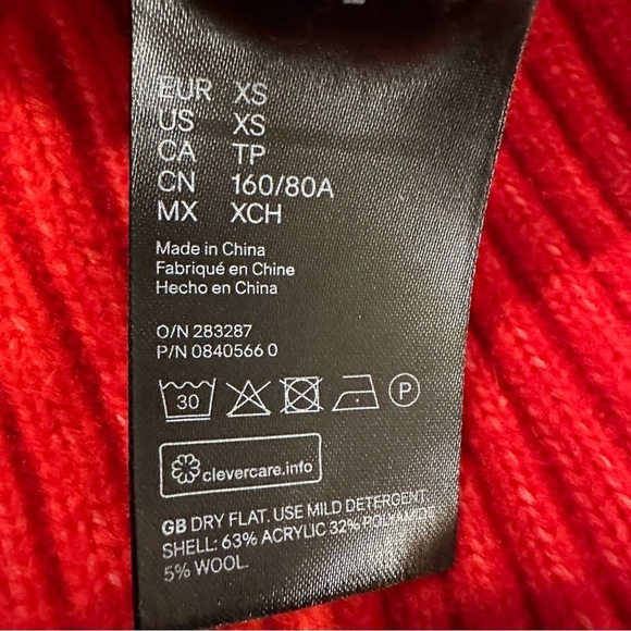 H & M Cowl Neck Red Orange Sweater Size XSmall - Picture 8 of 10